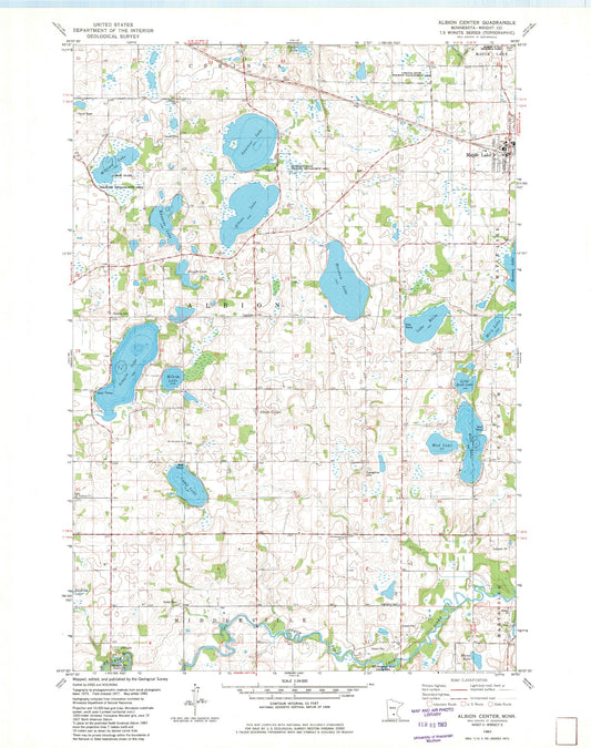 Classic USGS Albion Center Minnesota 7.5'x7.5' Topo Map Image