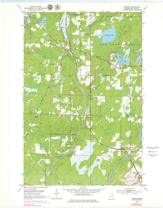 Classic USGS Alborn Minnesota 7.5'x7.5' Topo Map Image