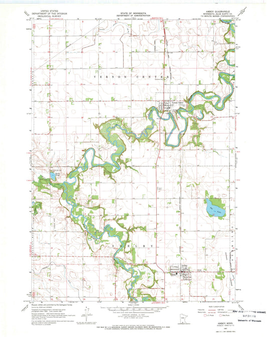 Classic USGS Amboy Minnesota 7.5'x7.5' Topo Map Image