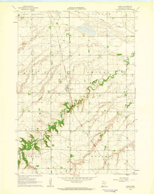 Classic USGS Amiret Minnesota 7.5'x7.5' Topo Map Image