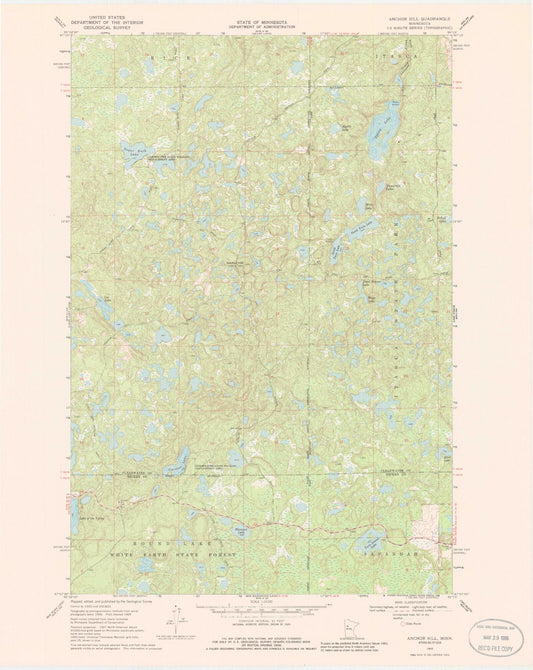 Classic USGS Anchor Hill Minnesota 7.5'x7.5' Topo Map Image