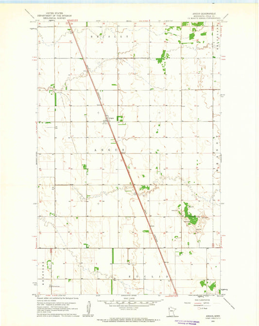 Classic USGS Angus Minnesota 7.5'x7.5' Topo Map Image