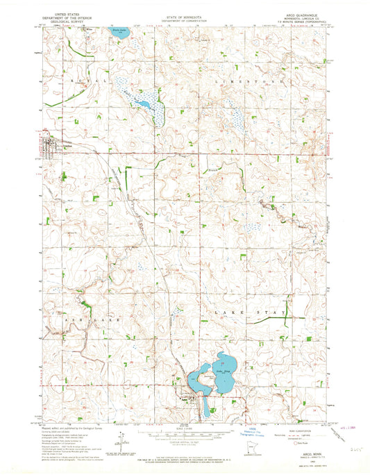 Classic USGS Arco Minnesota 7.5'x7.5' Topo Map Image