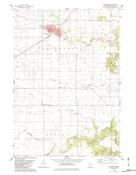 Classic USGS Arlington Minnesota 7.5'x7.5' Topo Map Image