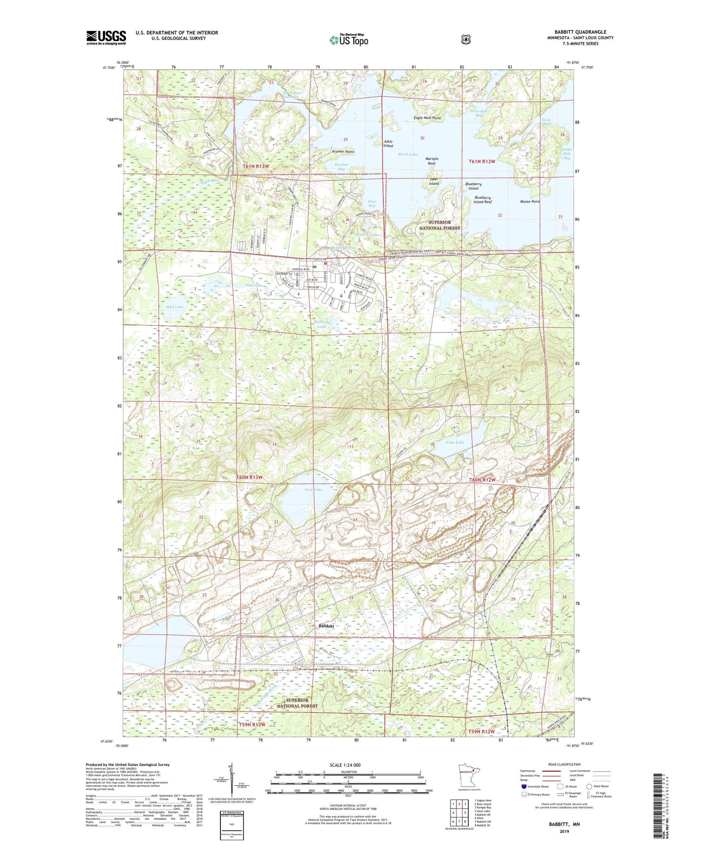 Babbitt Minnesota US Topo Map Image