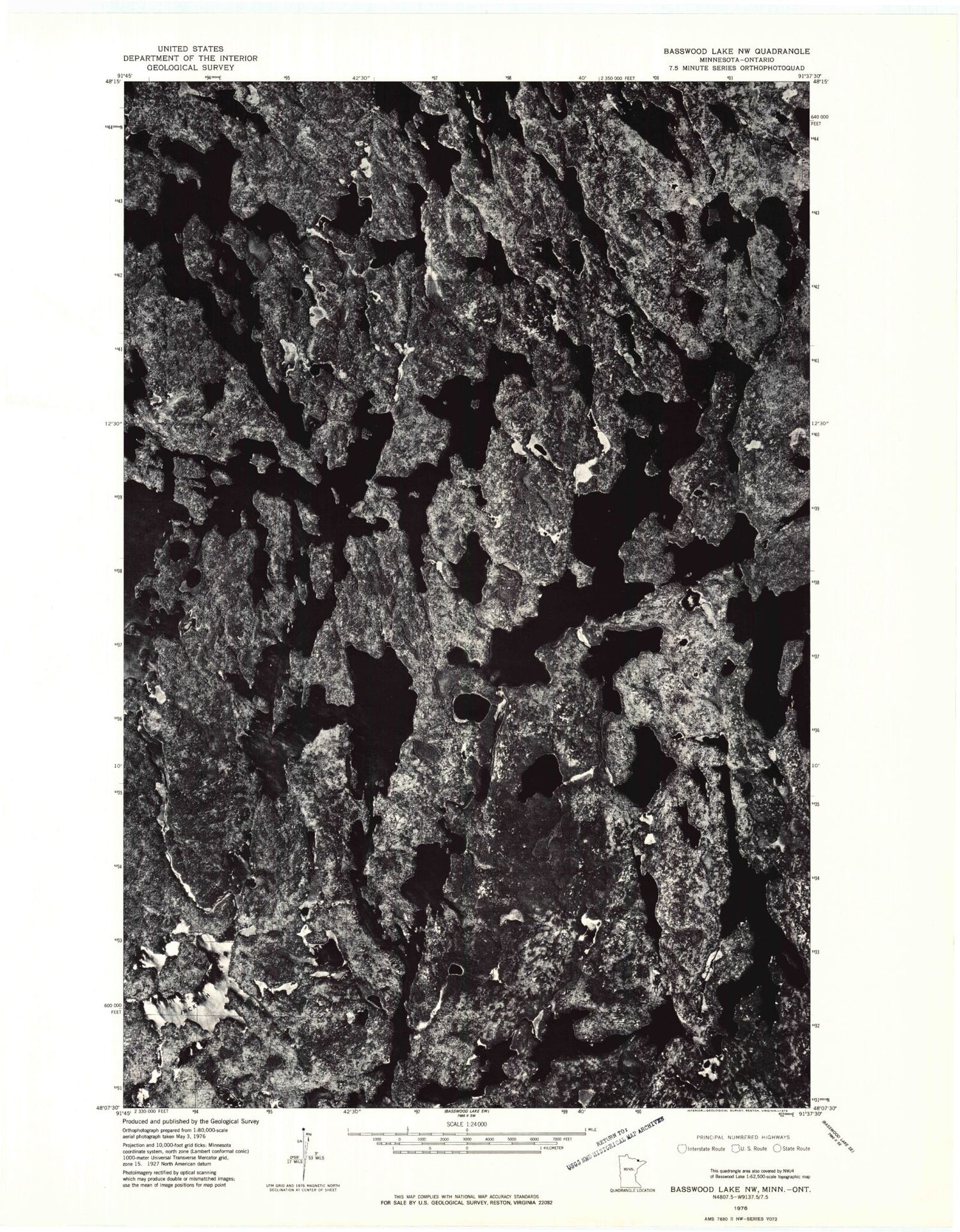 Classic USGS Jackfish Lake Minnesota 7.5'x7.5' Topo Map Image