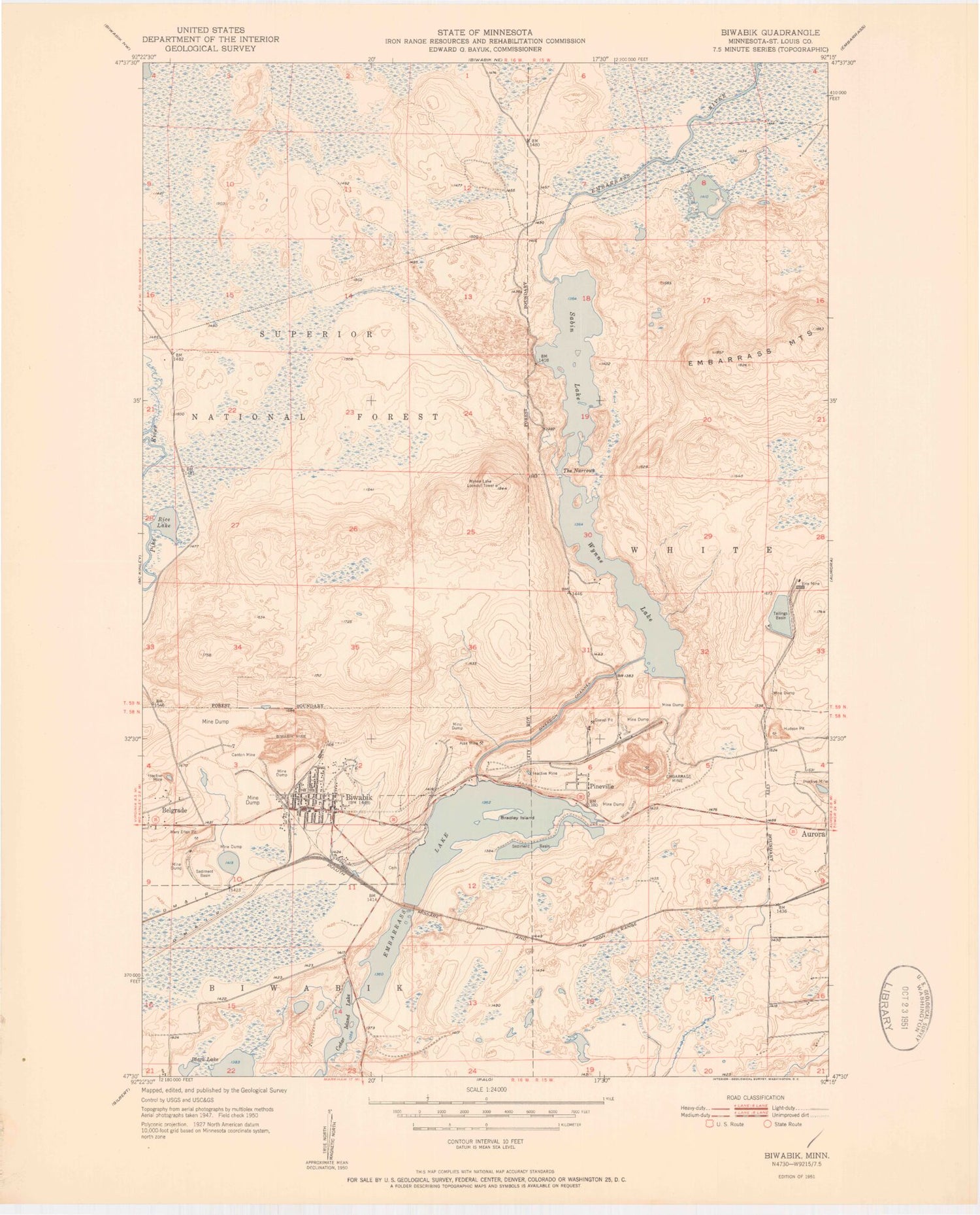 Classic USGS Biwabik Minnesota 7.5'x7.5' Topo Map Image