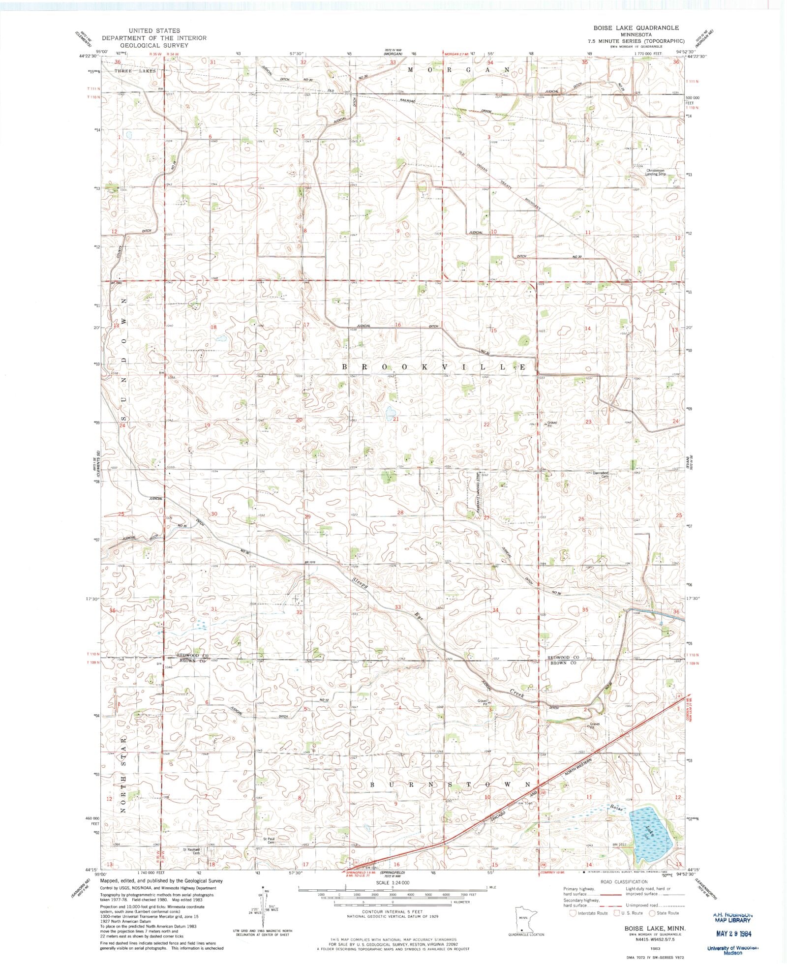 Classic USGS Boise Lake Minnesota 7.5'x7.5' Topo Map MyTopo Map Store
