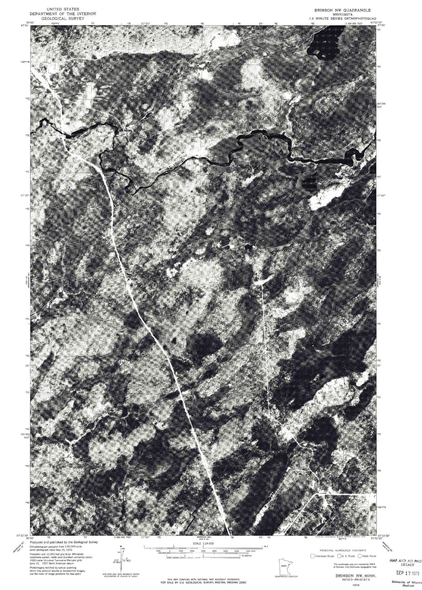 Classic USGS Skibo Minnesota 7.5'x7.5' Topo Map Image