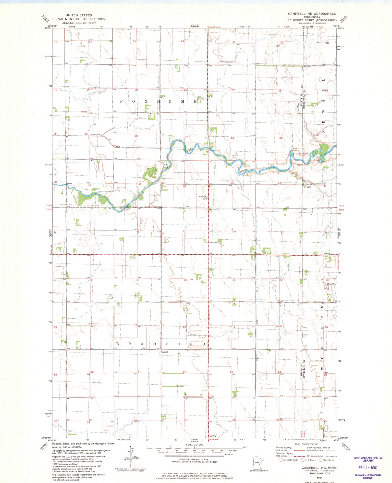 Classic USGS Campbell NE Minnesota 7.5'x7.5' Topo Map MyTopo Map Store