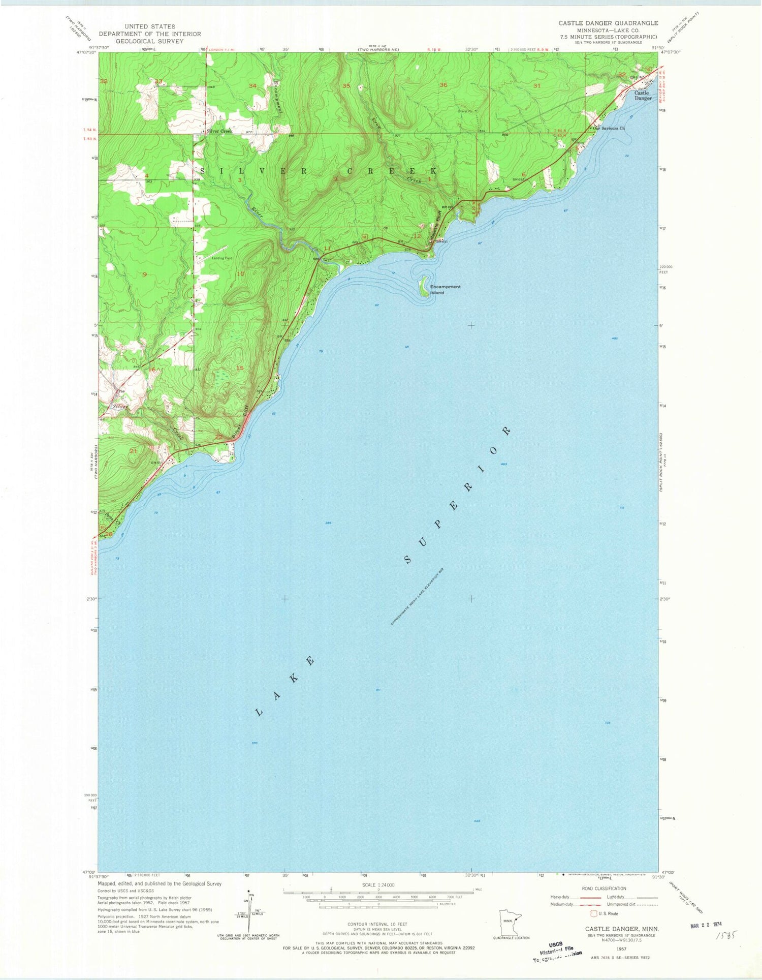 Classic USGS Castle Danger Minnesota 7.5'x7.5' Topo Map Image