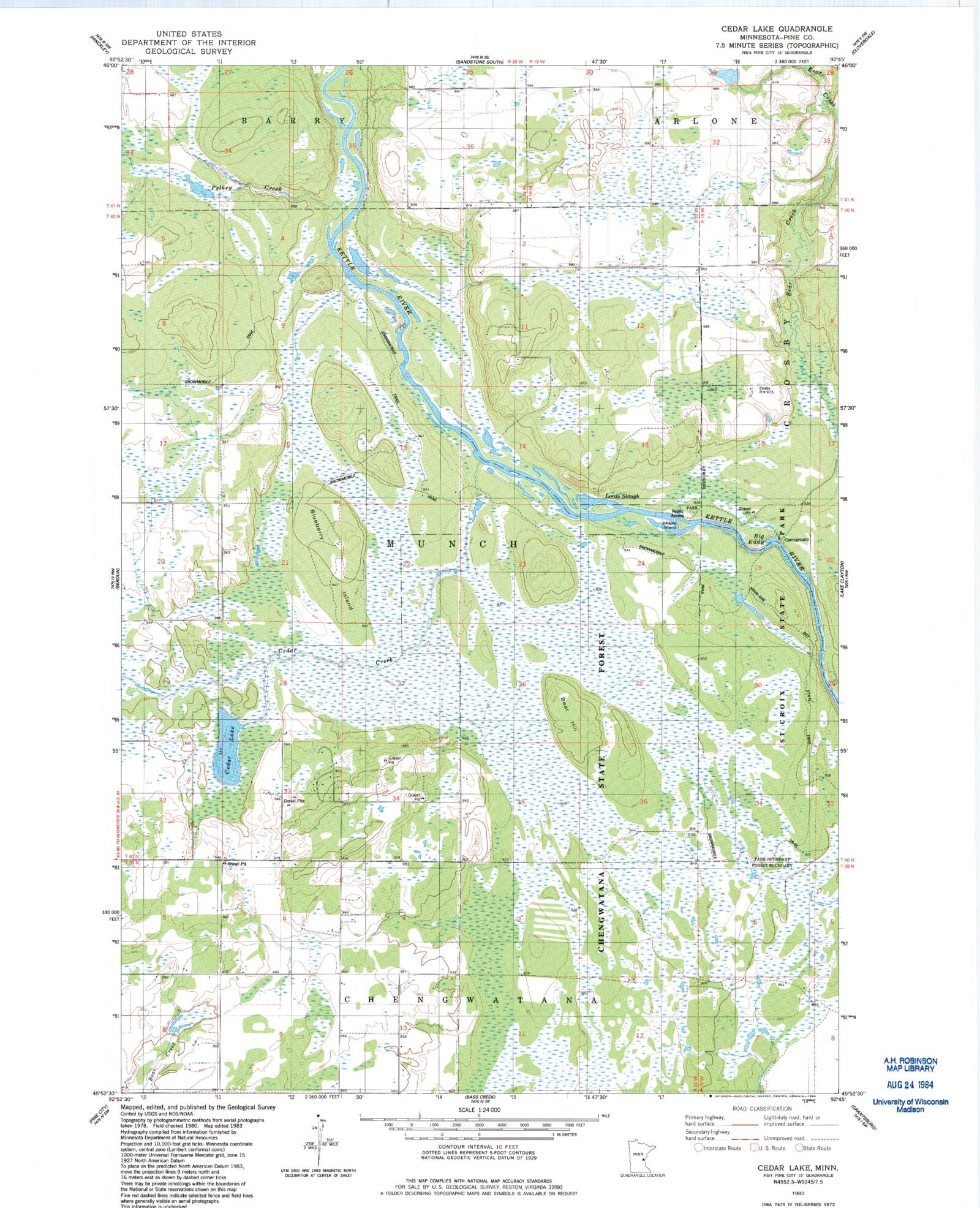 【完売品】NORMSACK Topographic Mountain③ Classic USGS Cedar Lake Minnesota 7.5'x7.5' Topo Map