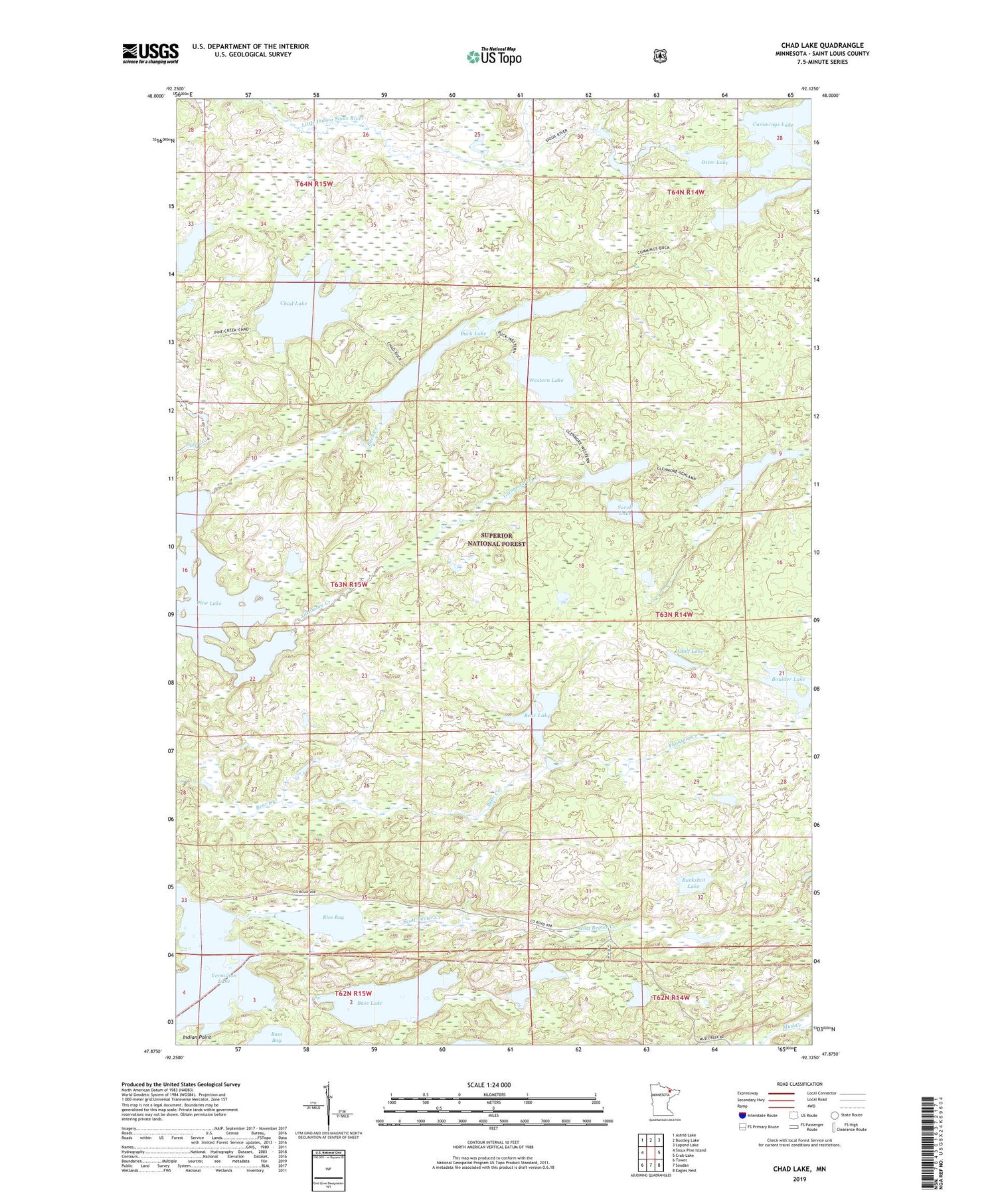 Chad Lake Minnesota US Topo Map Image