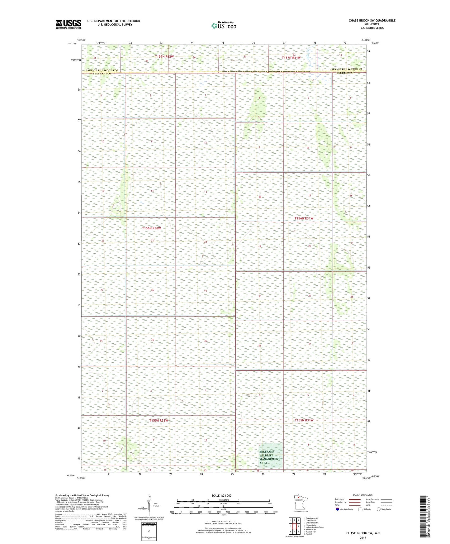 Chase Brook SW Minnesota US Topo Map Image