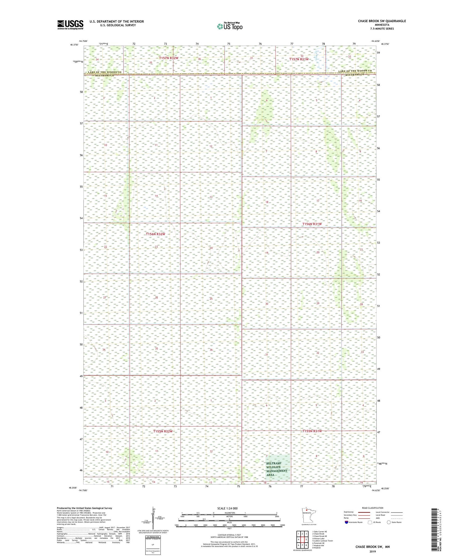 Chase Brook SW Minnesota US Topo Map Image