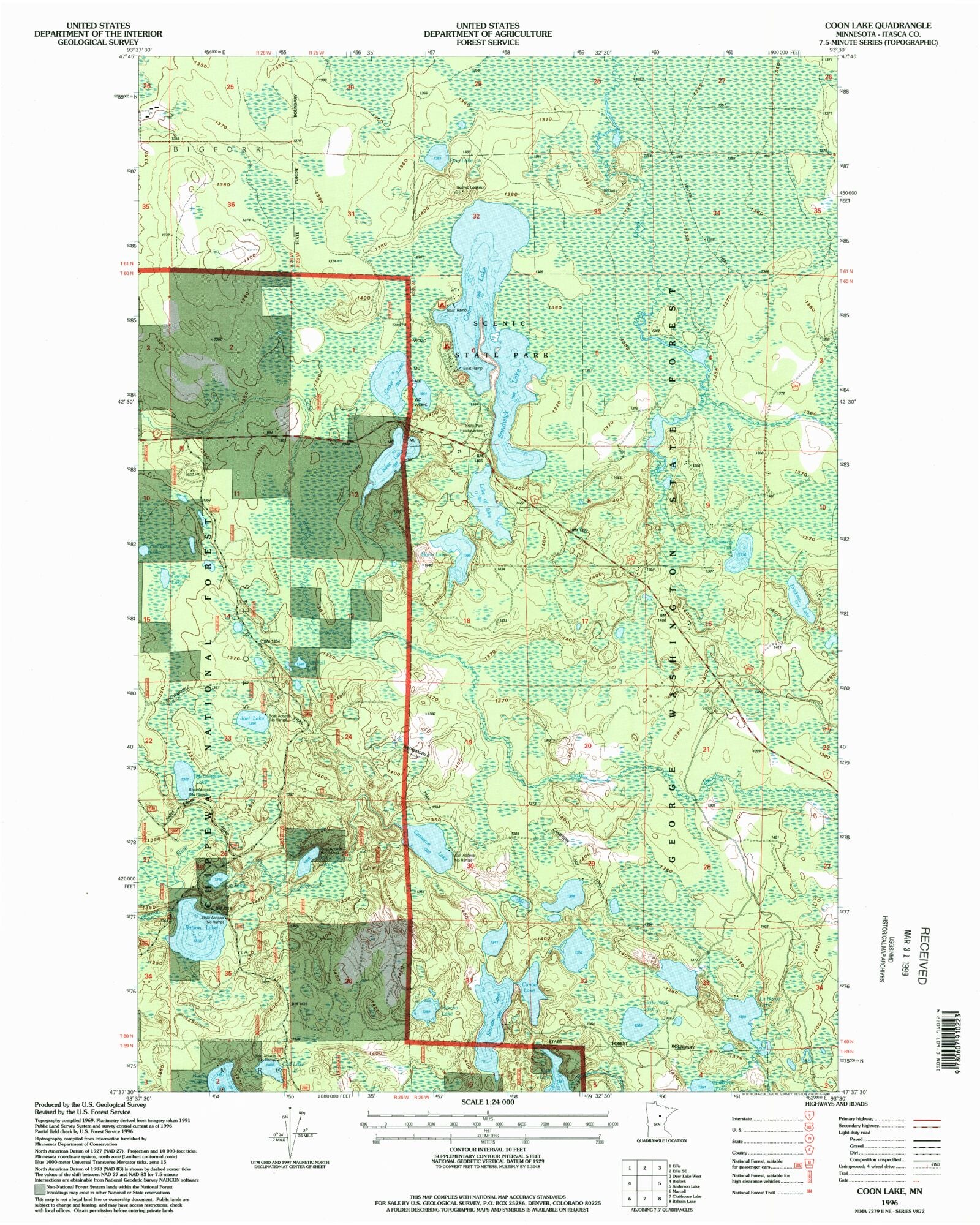 Classic USGS Coon Lake Minnesota 7.5'x7.5' Topo Map MyTopo Map Store