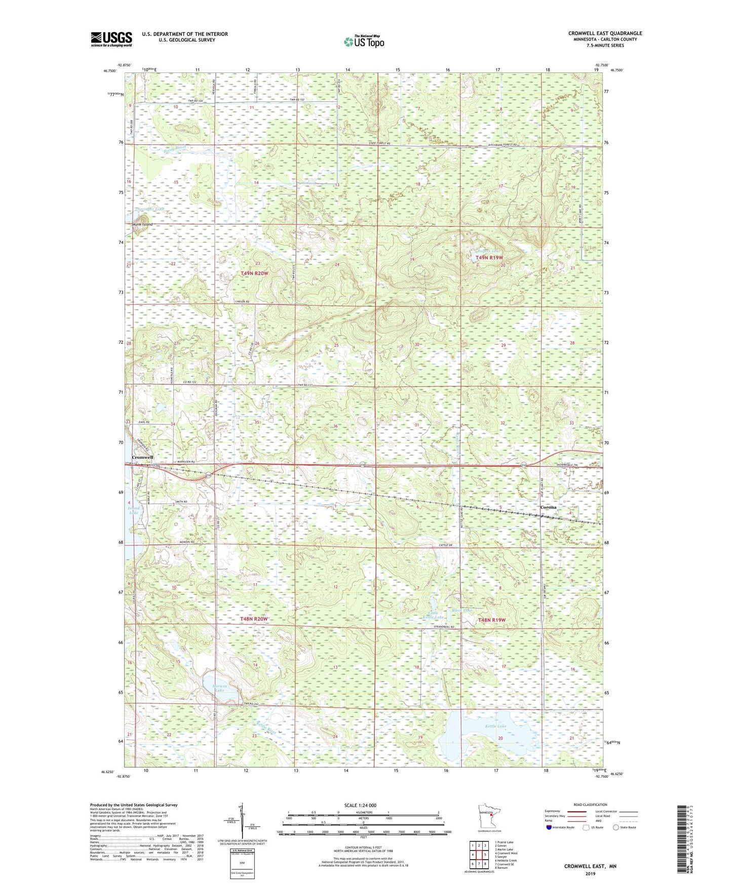 Cromwell East Minnesota US Topo Map Image