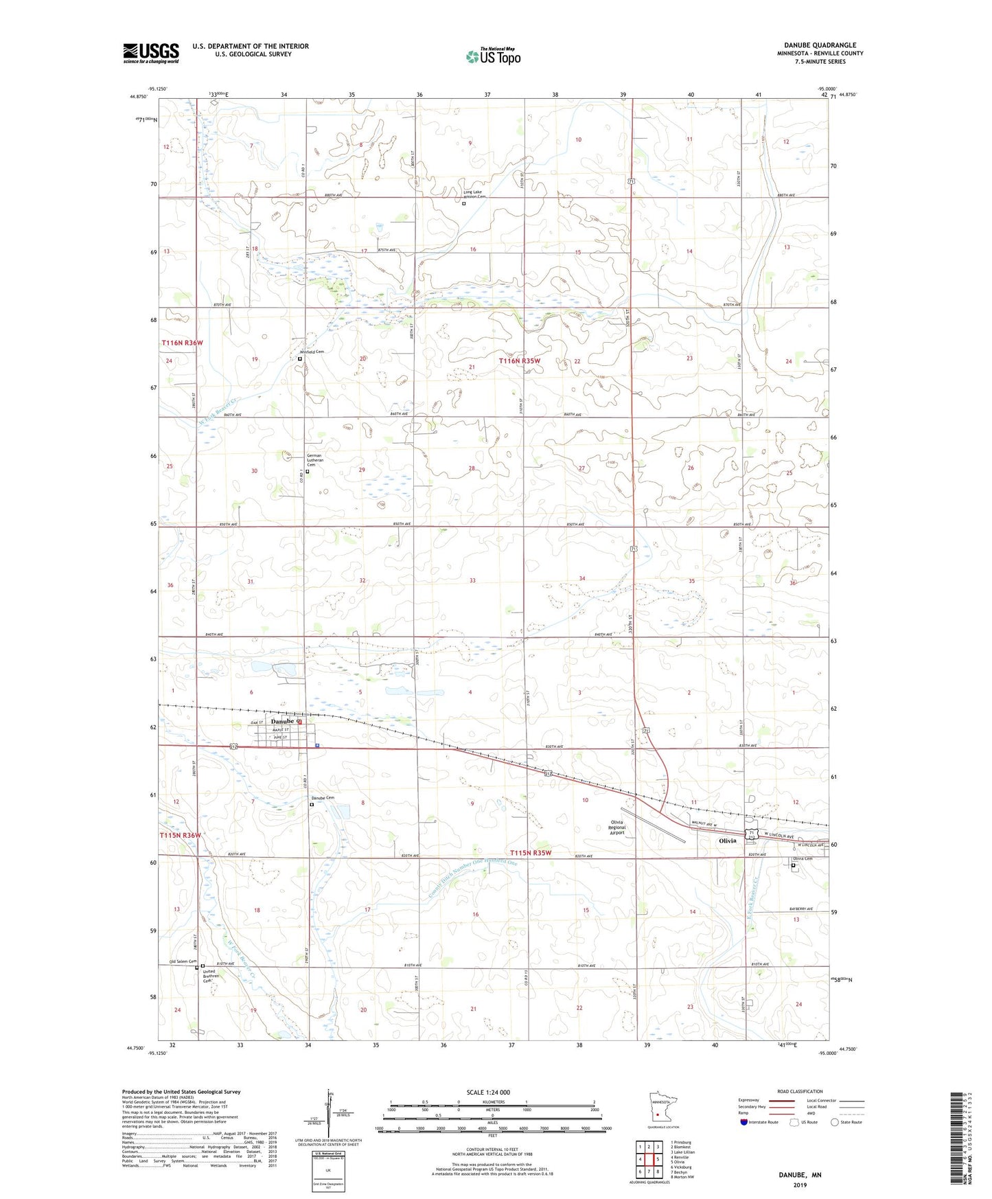 Danube Minnesota US Topo Map Image