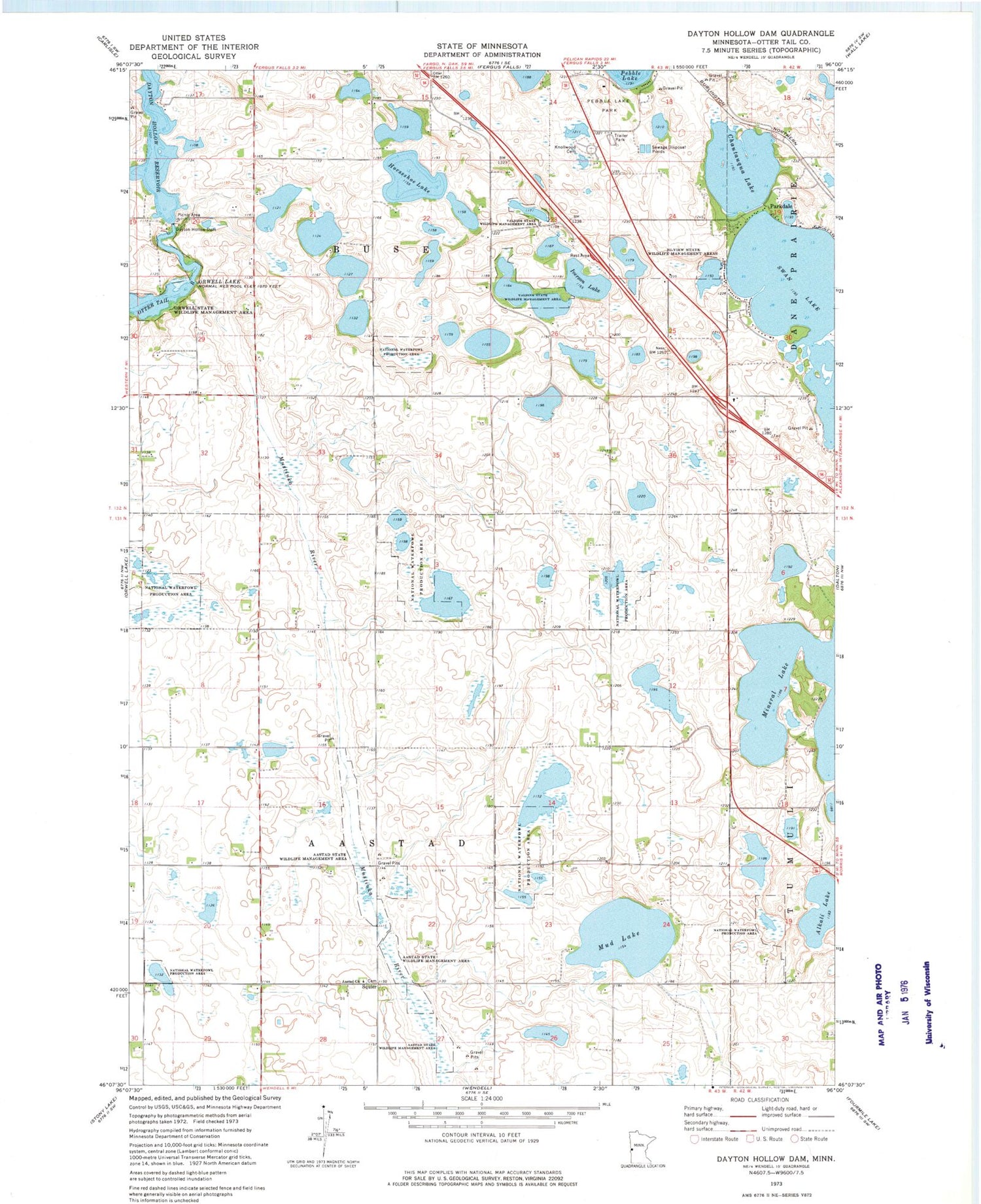 Classic USGS Dayton Hollow Dam Minnesota 7.5'x7.5' Topo Map Image