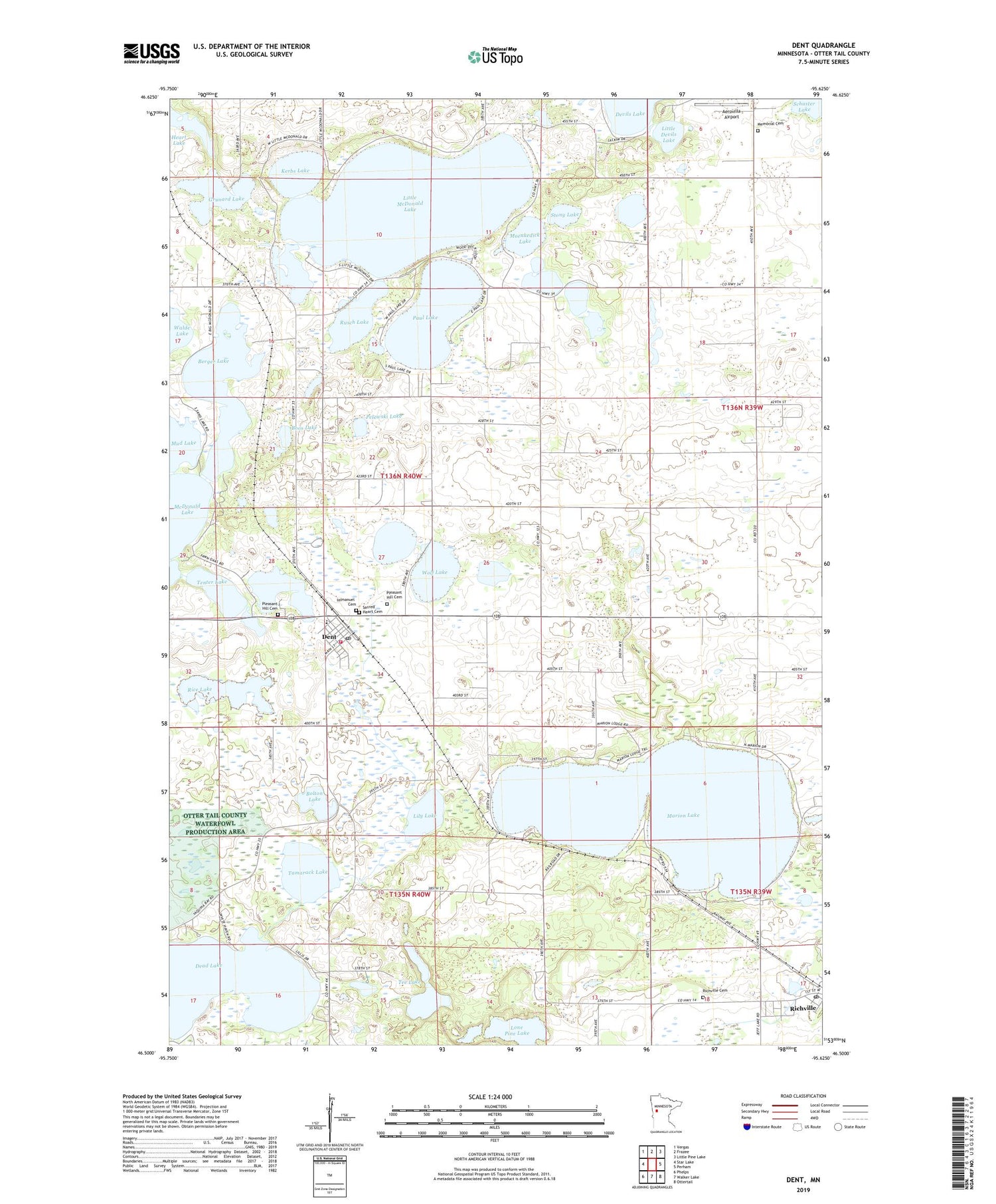Dent Minnesota US Topo Map Image