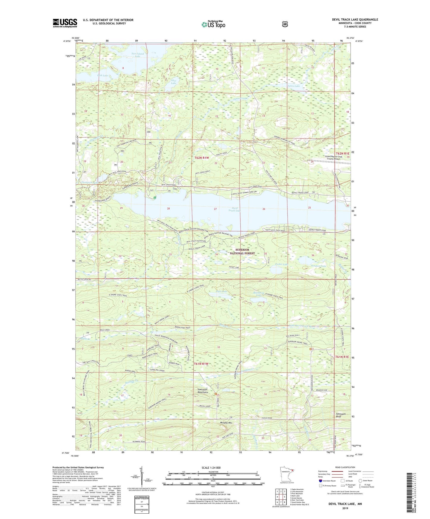 Devil Track Lake Minnesota US Topo Map Image