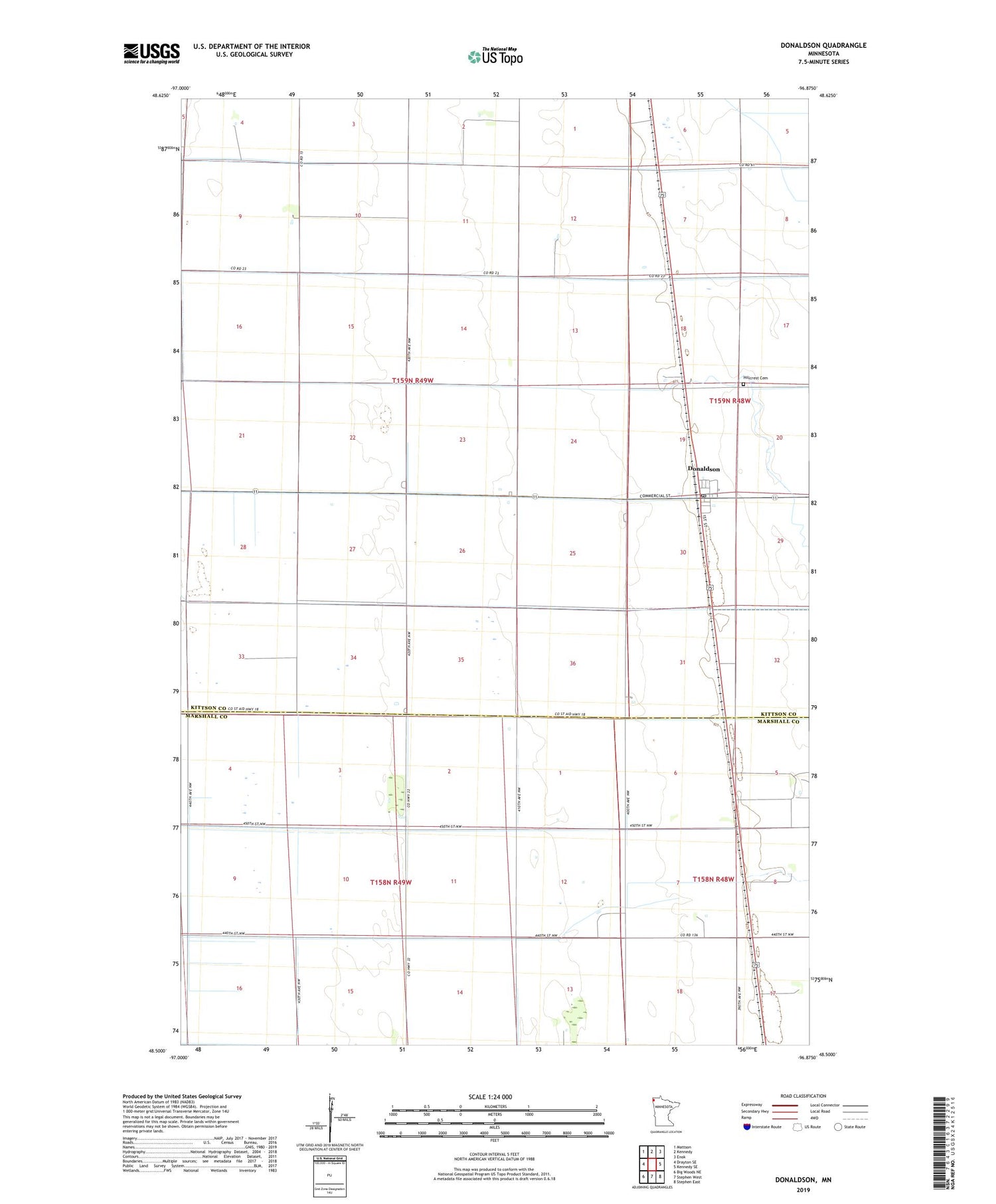 Donaldson Minnesota US Topo Map Image
