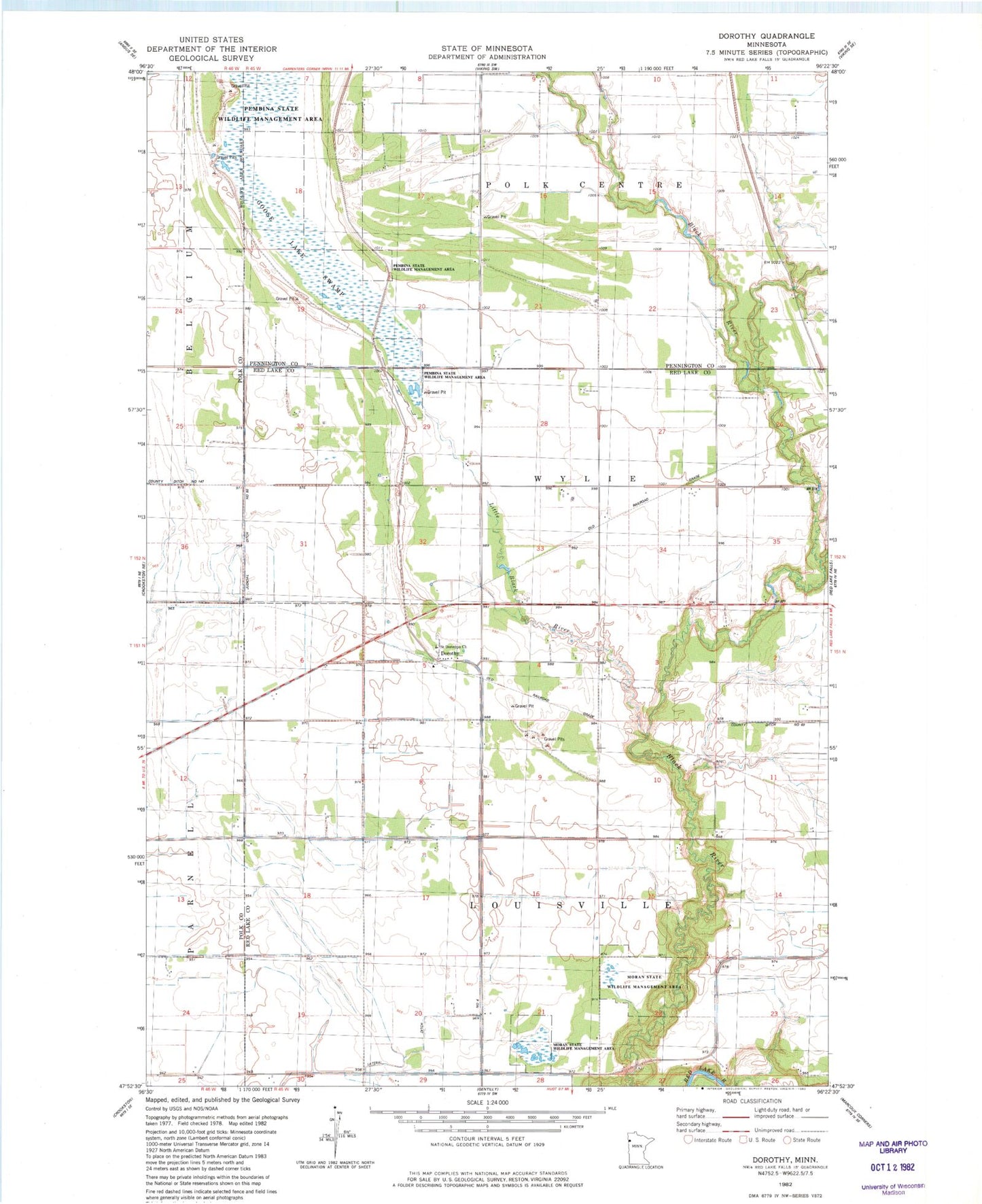 Classic USGS Dorothy Minnesota 7.5'x7.5' Topo Map Image