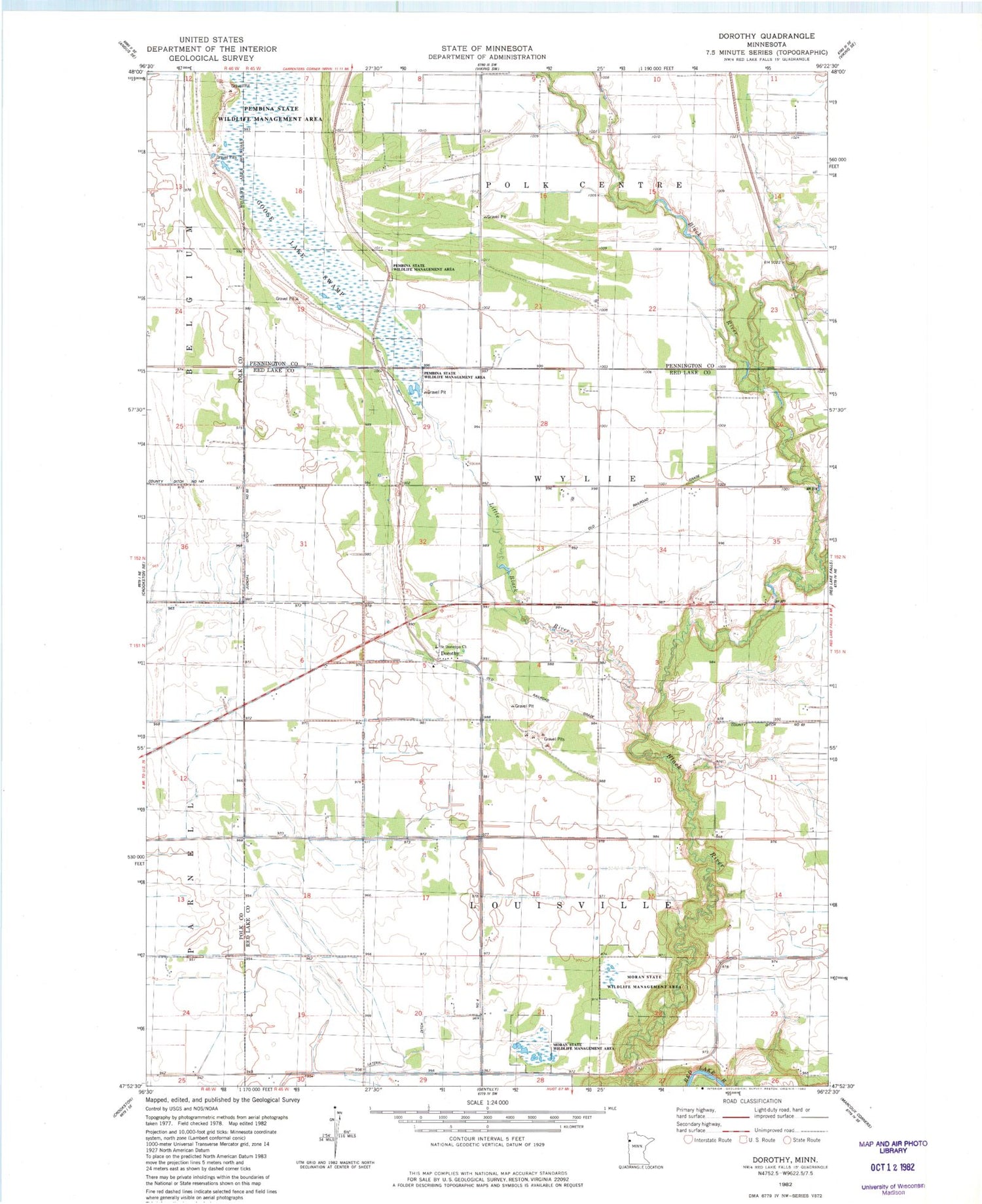 Classic USGS Dorothy Minnesota 7.5'x7.5' Topo Map Image