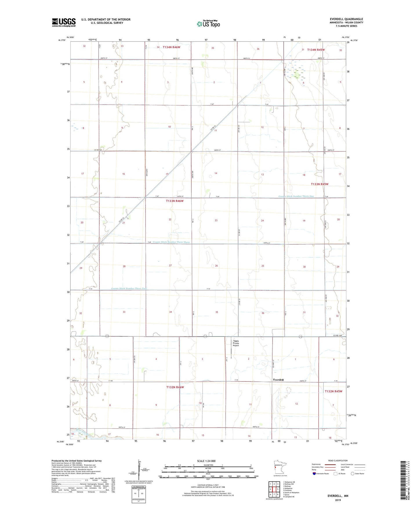 Everdell Minnesota US Topo Map Image