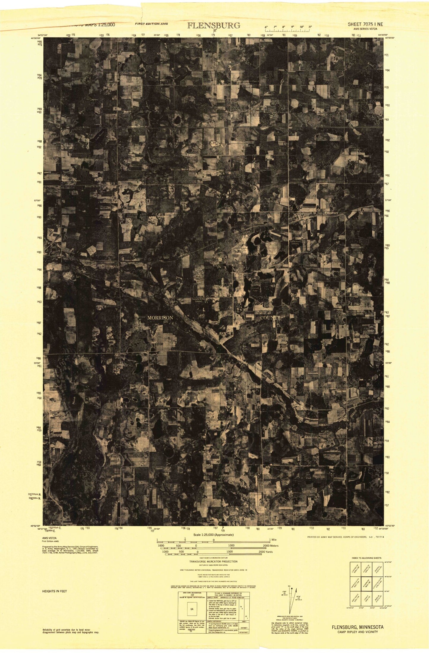 Classic USGS Flensburg Minnesota 7.5'x7.5' Topo Map Image