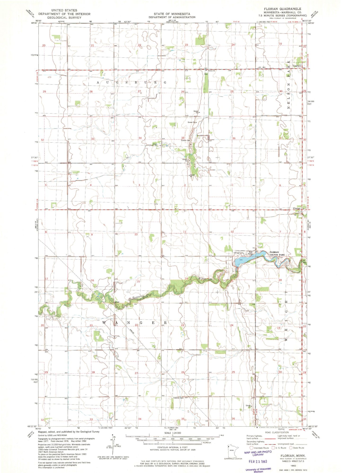 Classic USGS Florian Minnesota 7.5'x7.5' Topo Map Image