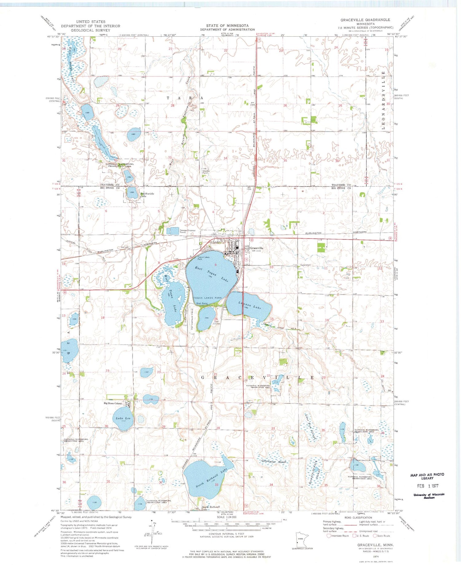 Classic USGS Graceville Minnesota 7.5'x7.5' Topo Map Image