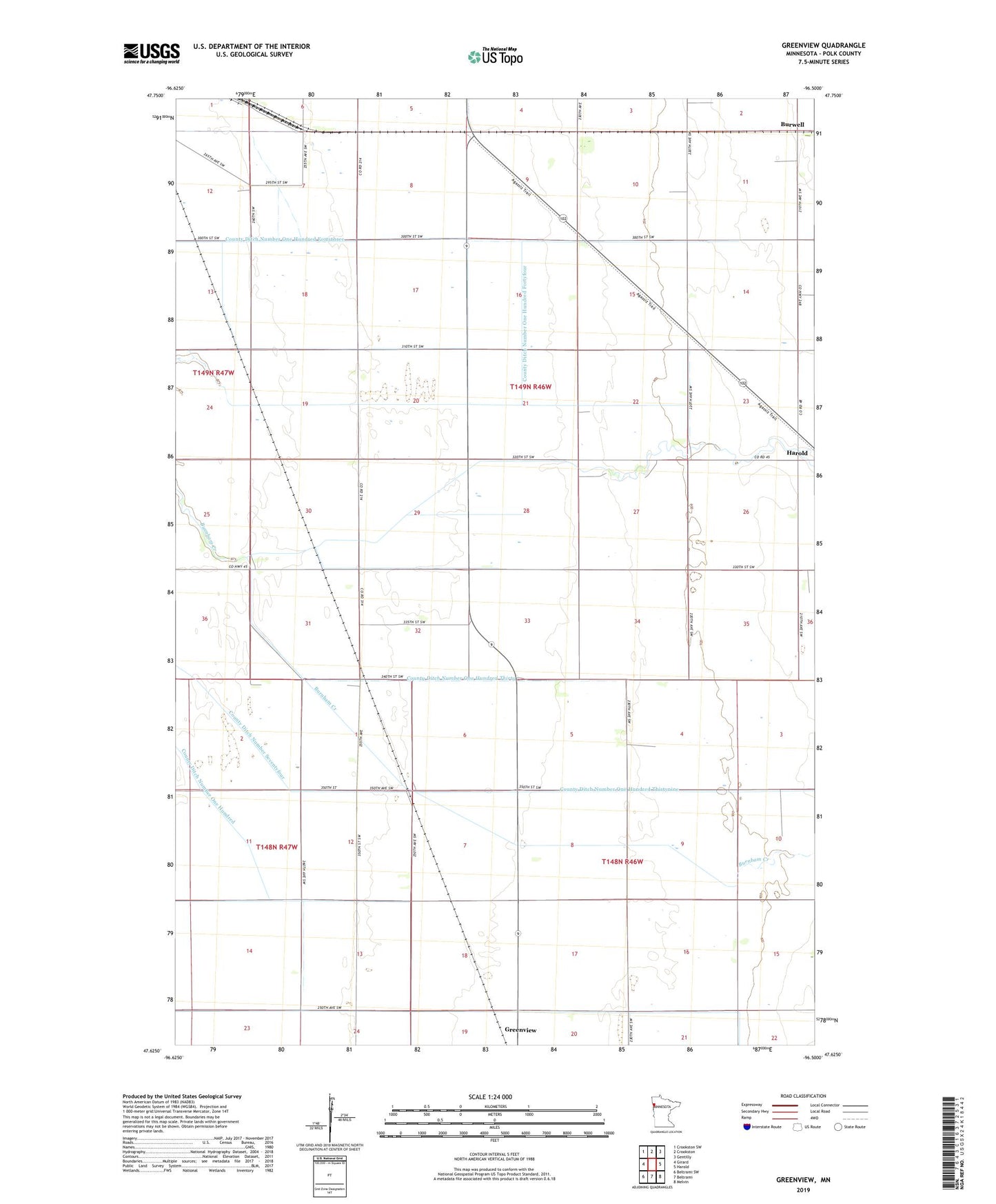 Greenview Minnesota US Topo Map Image