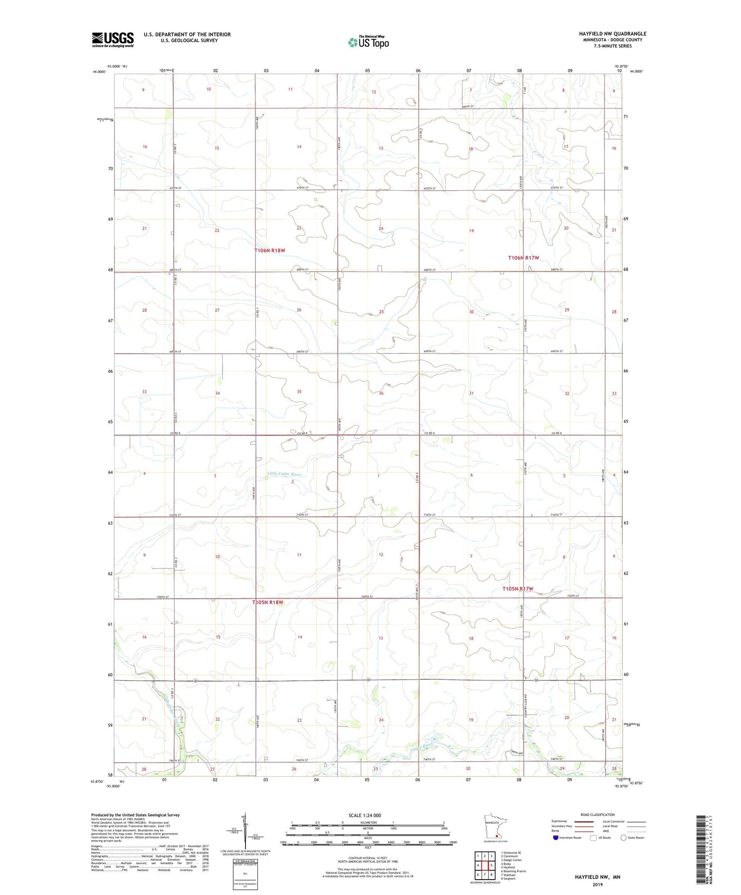 Hayfield NW Minnesota US Topo Map Image