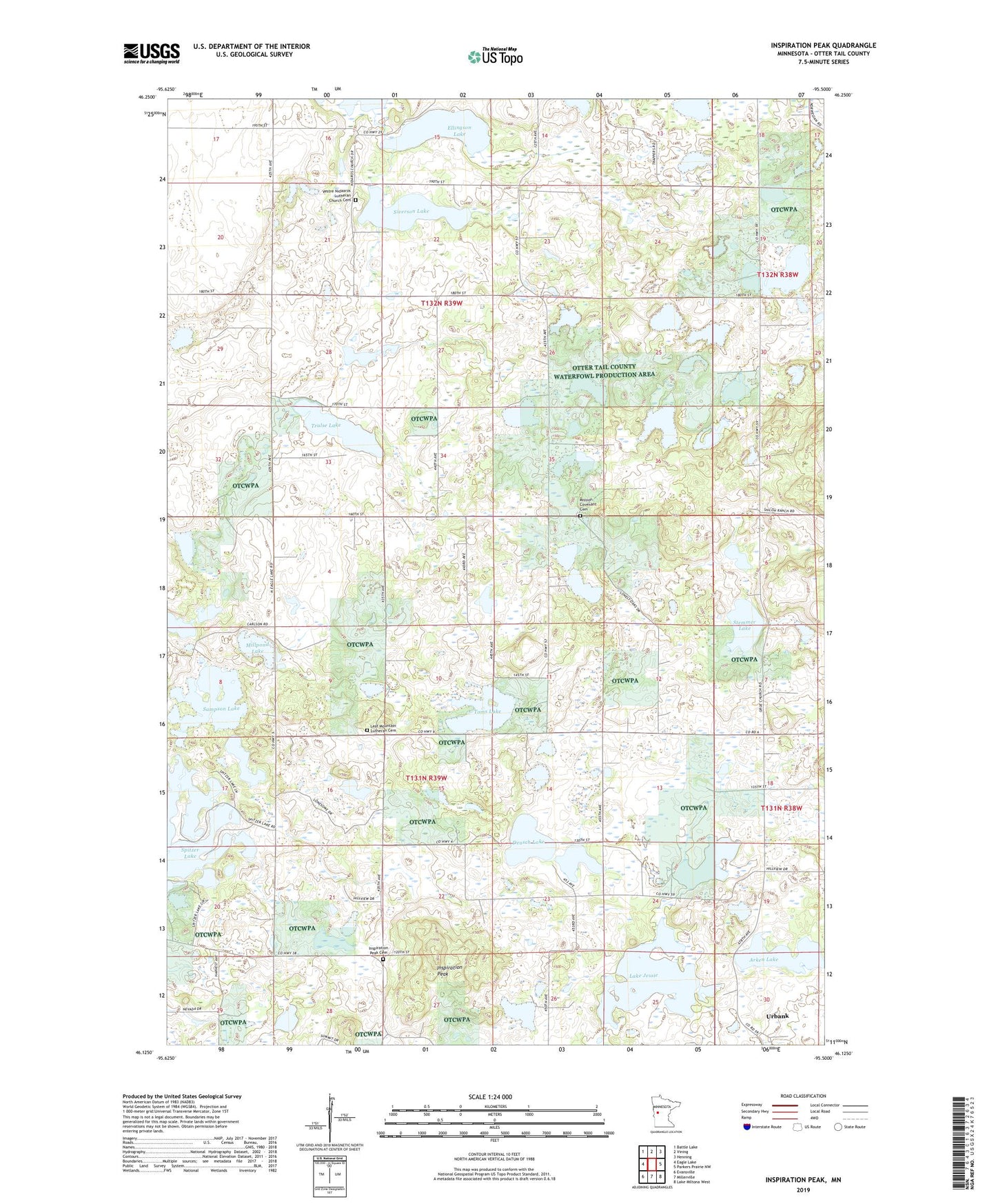 Inspiration Peak Minnesota US Topo Map Image