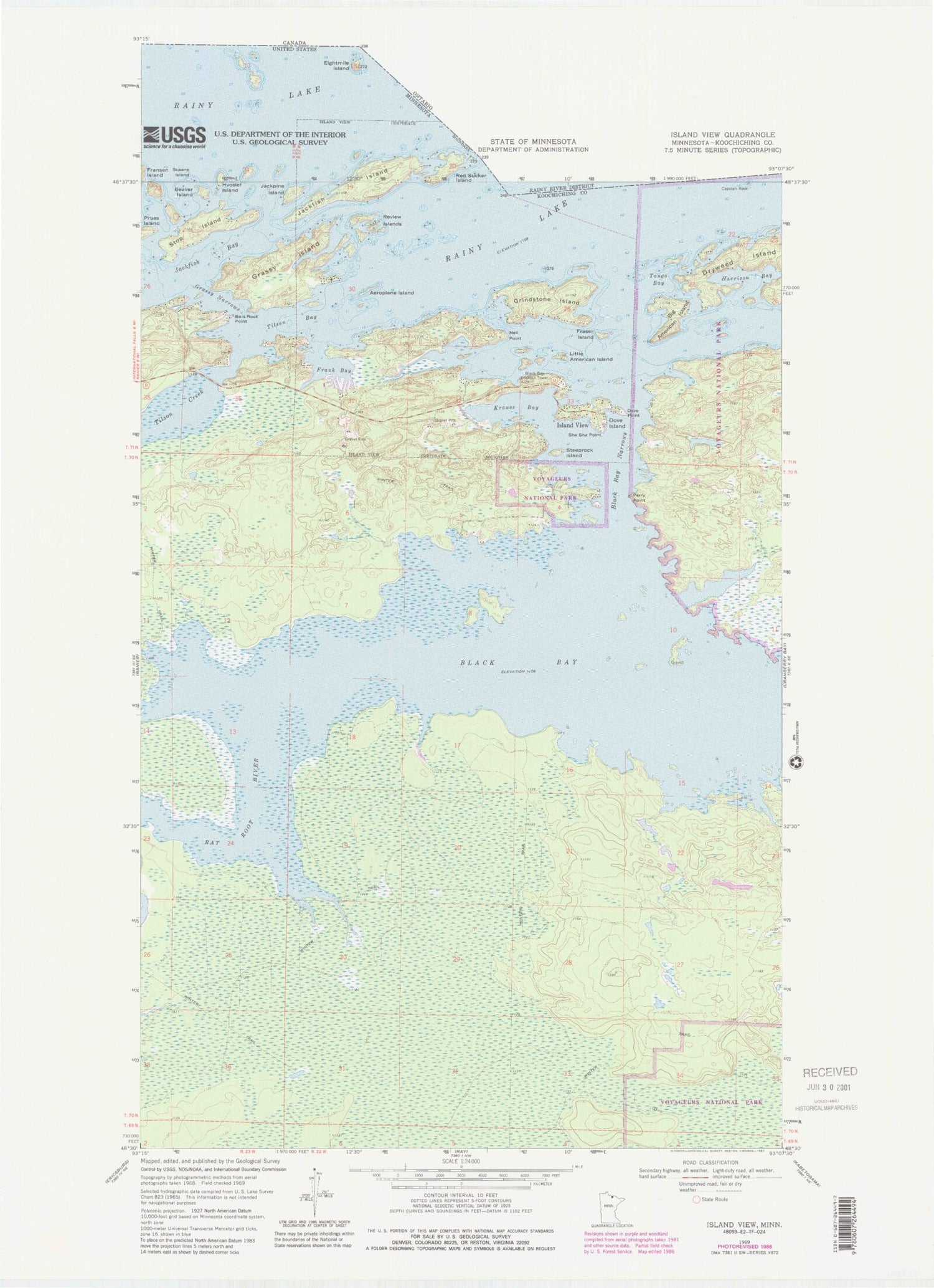 Classic USGS Island View Minnesota 7.5'x7.5' Topo Map Image