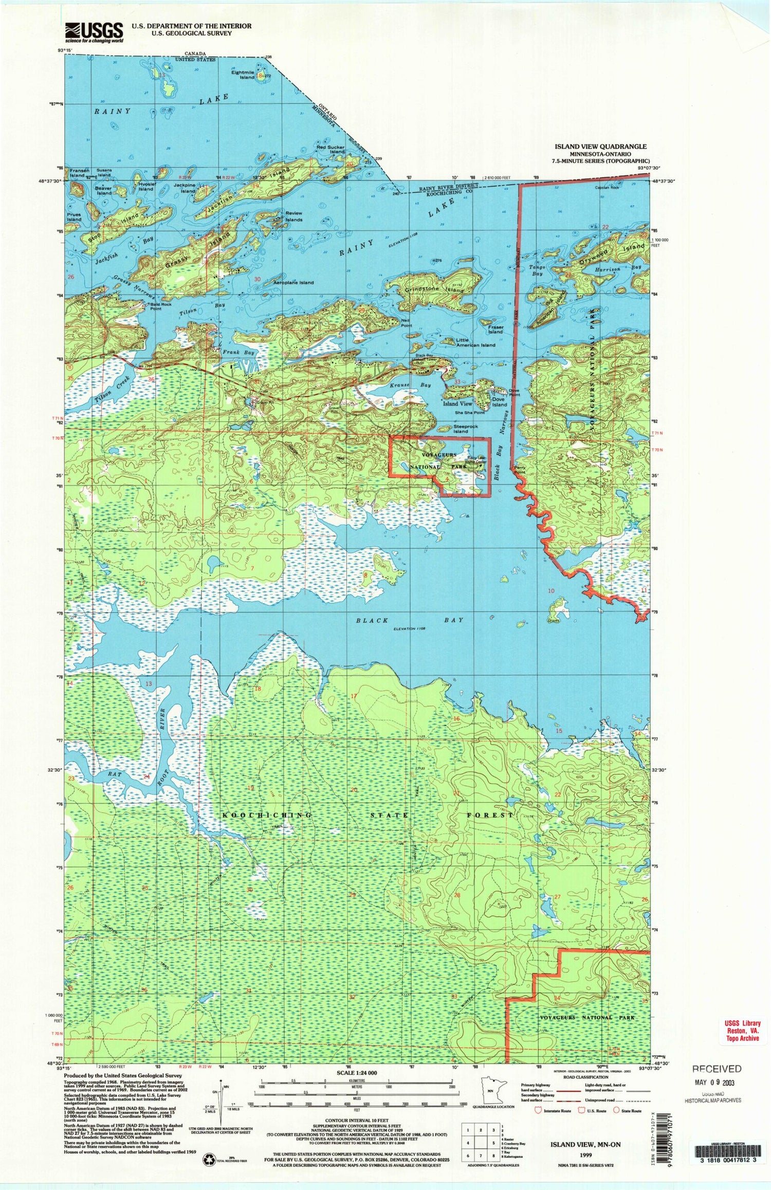 Classic USGS Island View Minnesota 7.5'x7.5' Topo Map Image
