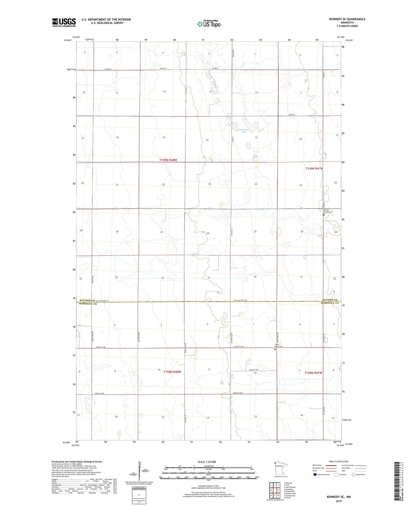 Kennedy SE Minnesota US Topo Map Image