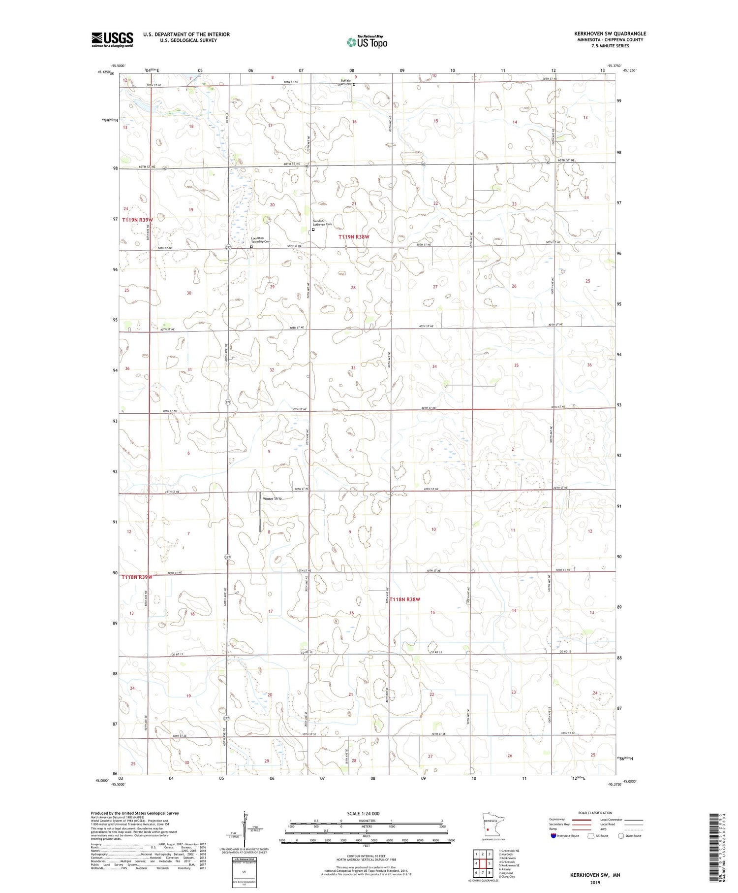Kerkhoven SW Minnesota US Topo Map Image