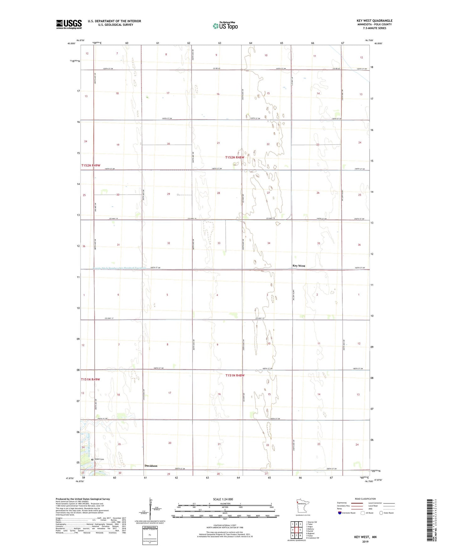 Key West Minnesota US Topo Map Image