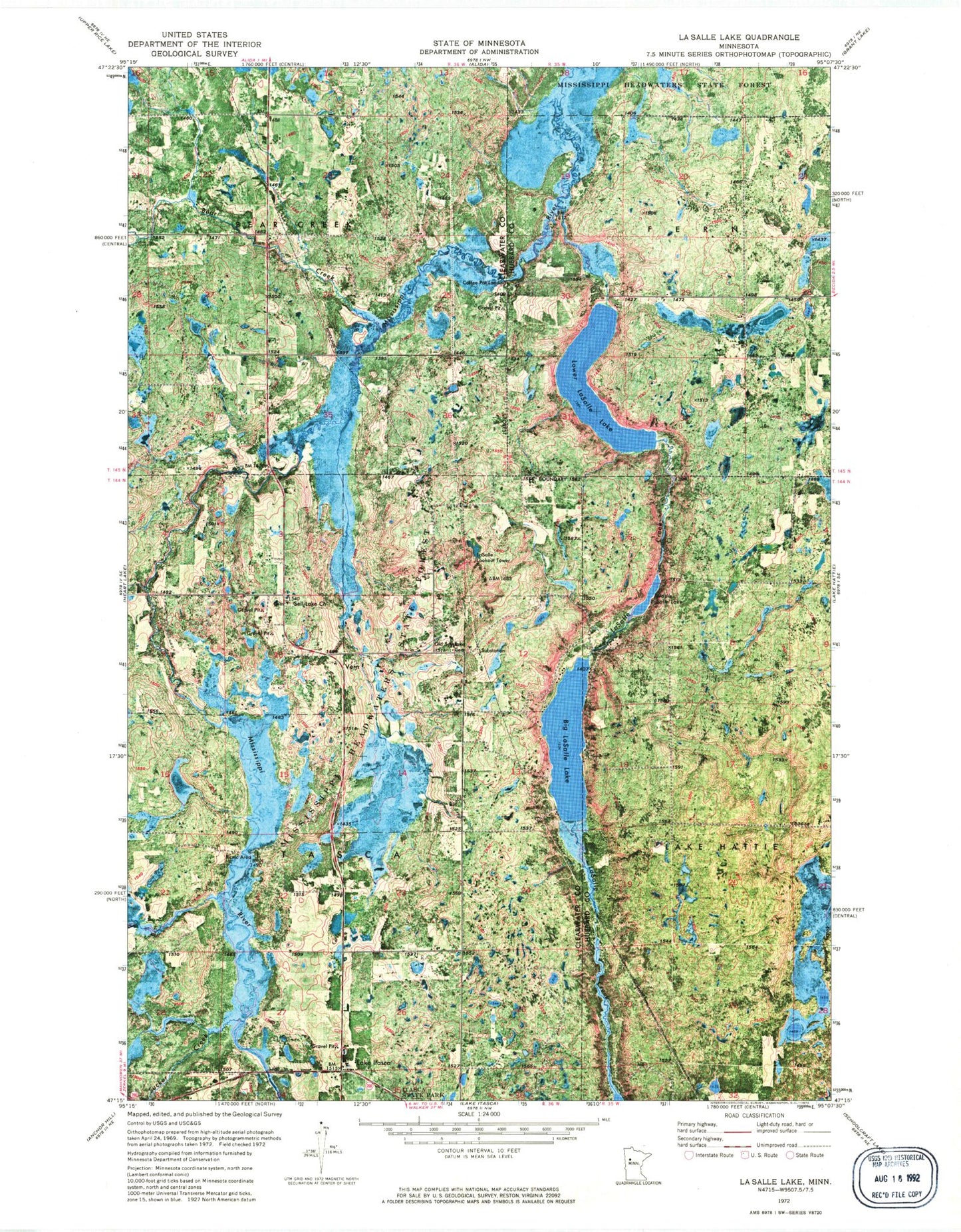 Classic USGS La Salle Lake Minnesota 7.5'x7.5' Topo Map Image