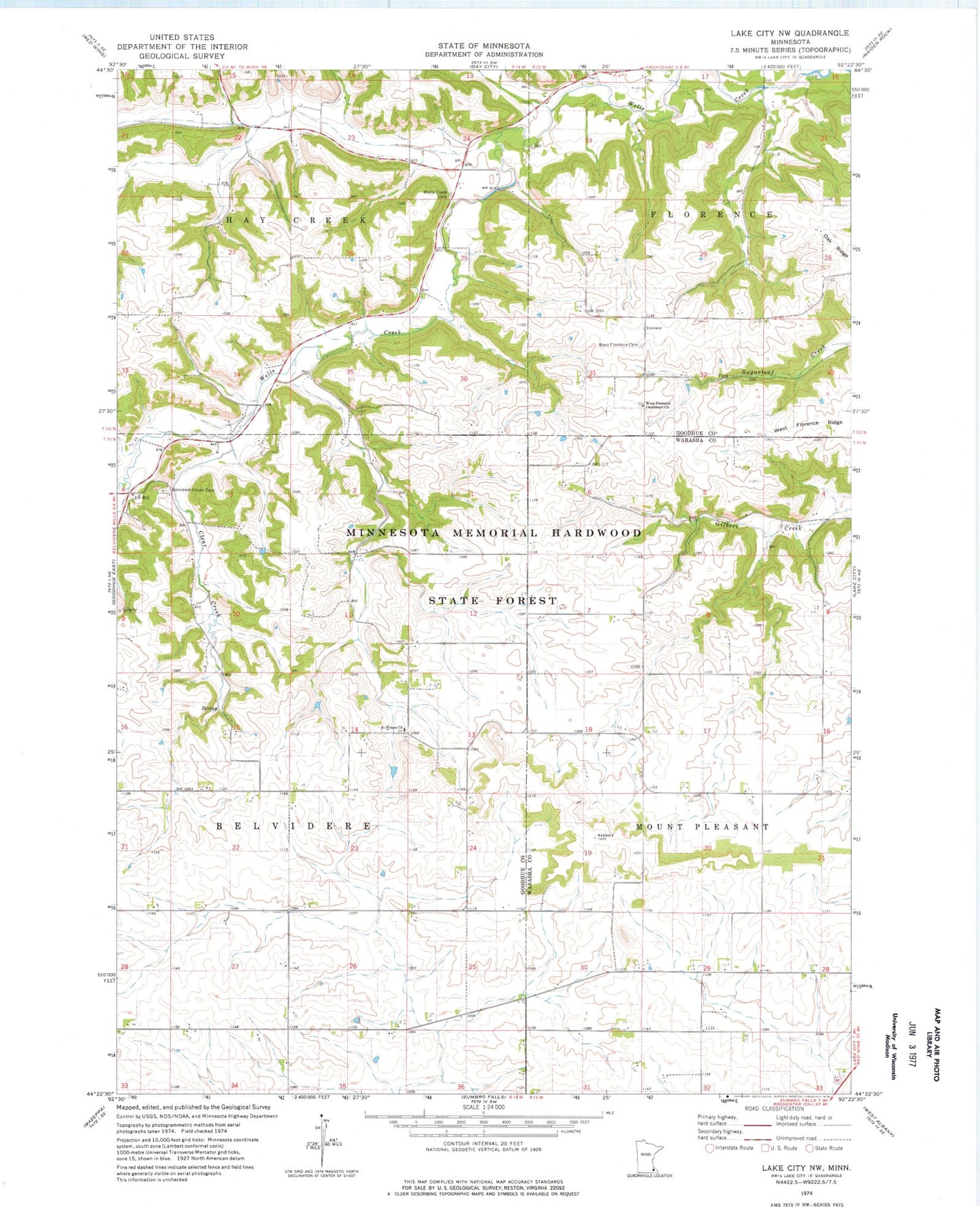Classic USGS Lake City NW Minnesota 7.5'x7.5' Topo Map Image
