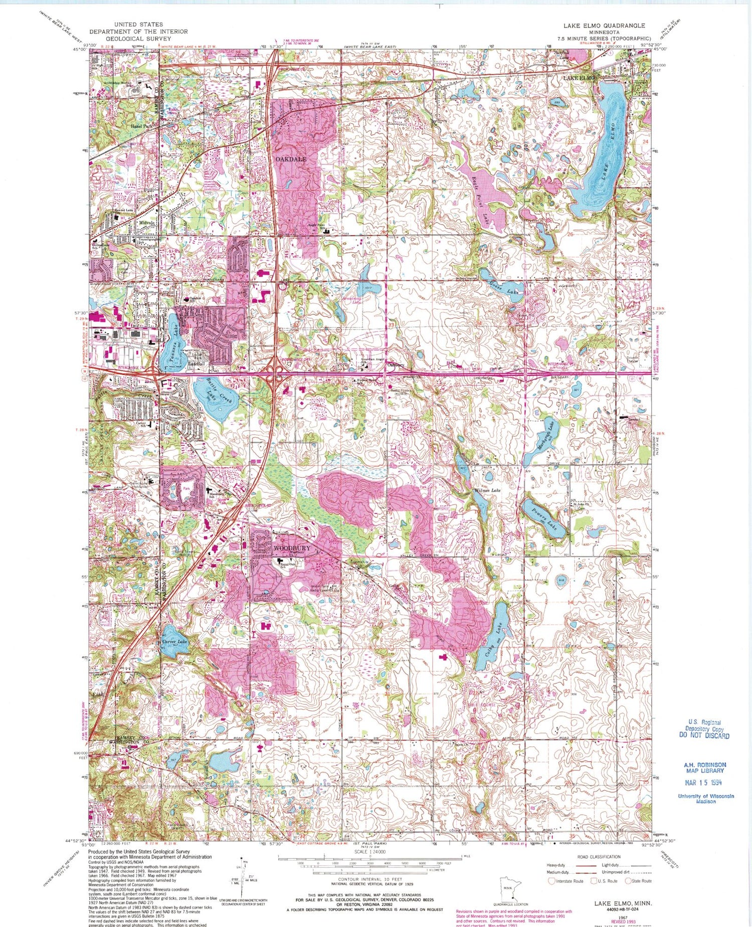 Classic USGS Lake Elmo Minnesota 7.5'x7.5' Topo Map Image