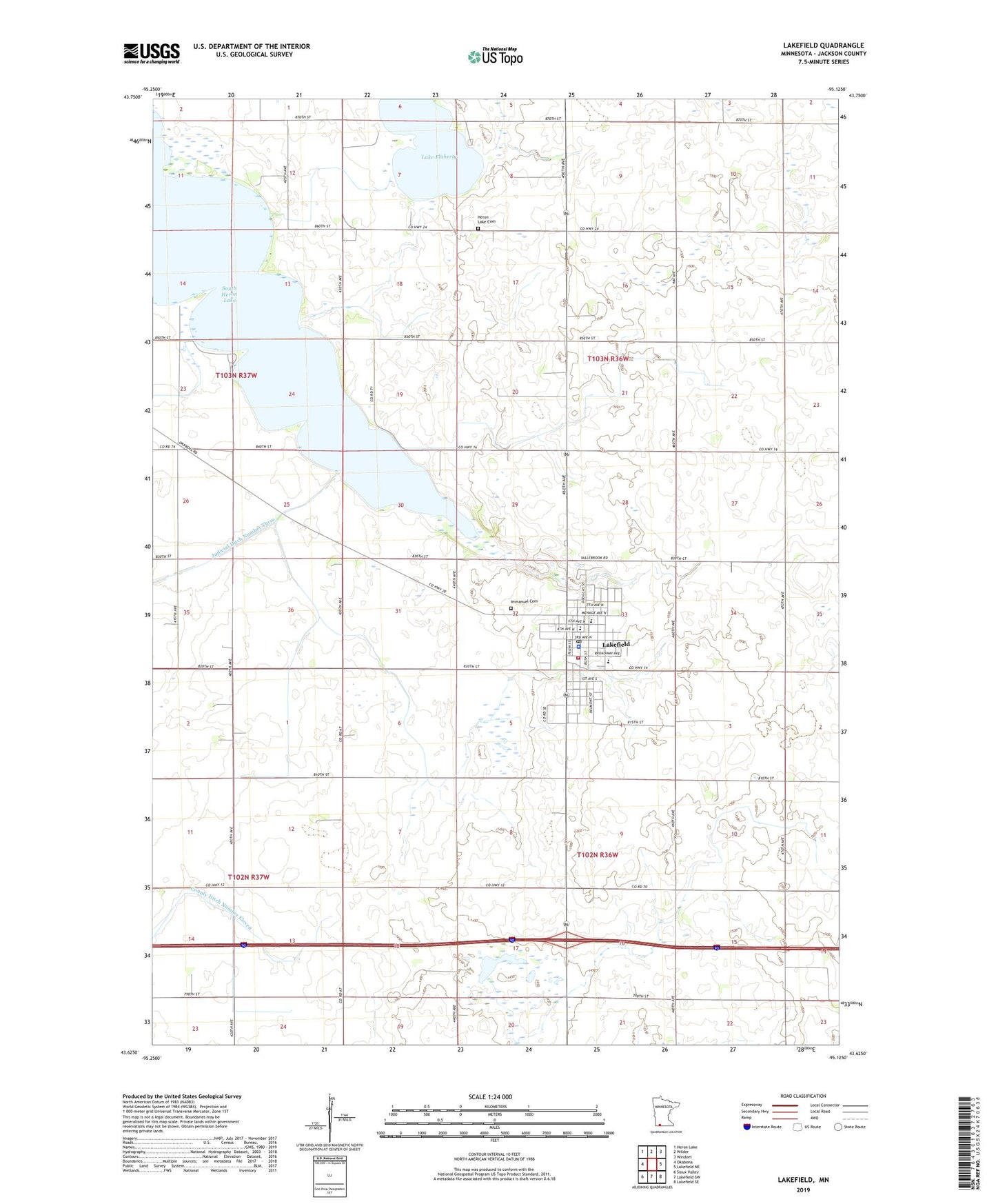 Lakefield Minnesota US Topo Map Image