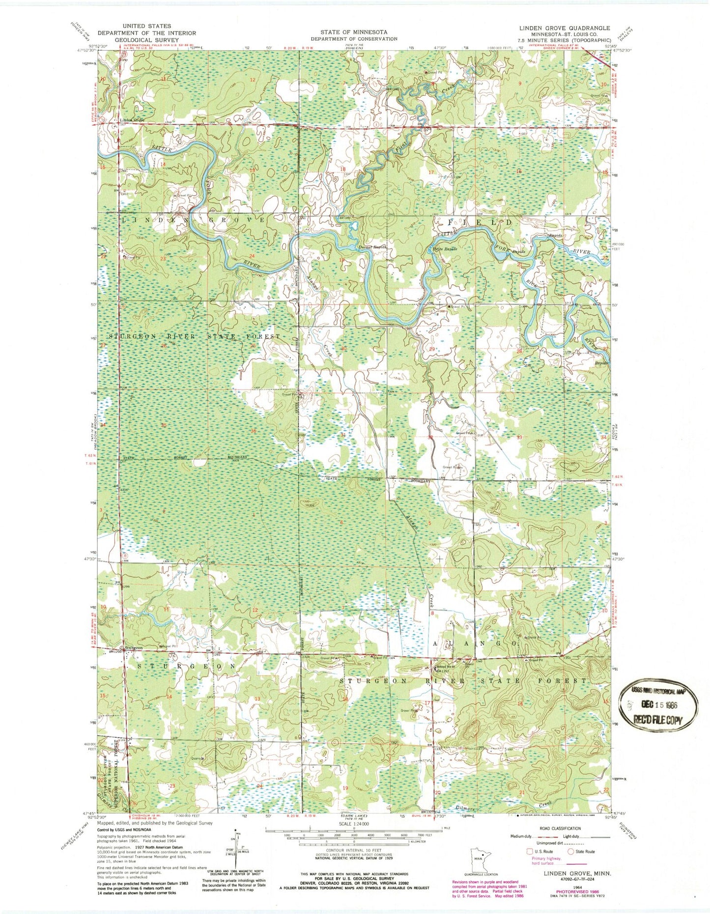 Classic USGS Linden Grove Minnesota 7.5'x7.5' Topo Map Image