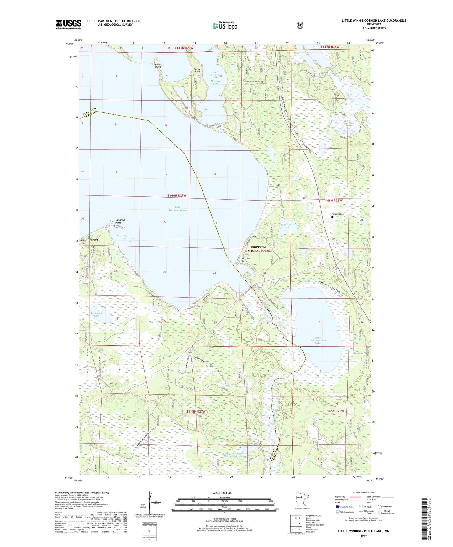 Little Winnibigoshish Lake Minnesota US Topo Map Image