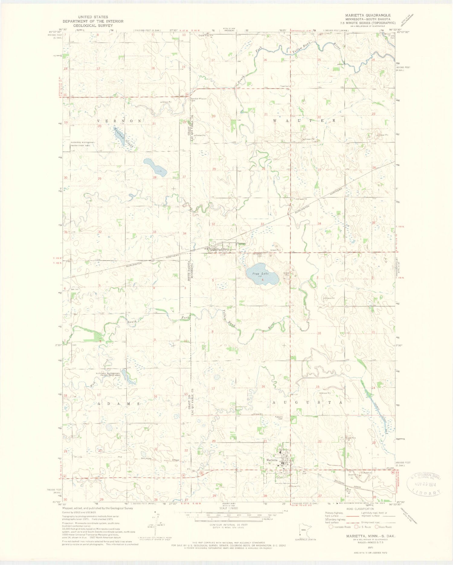 Classic USGS Marietta Minnesota 7.5'x7.5' Topo Map Image