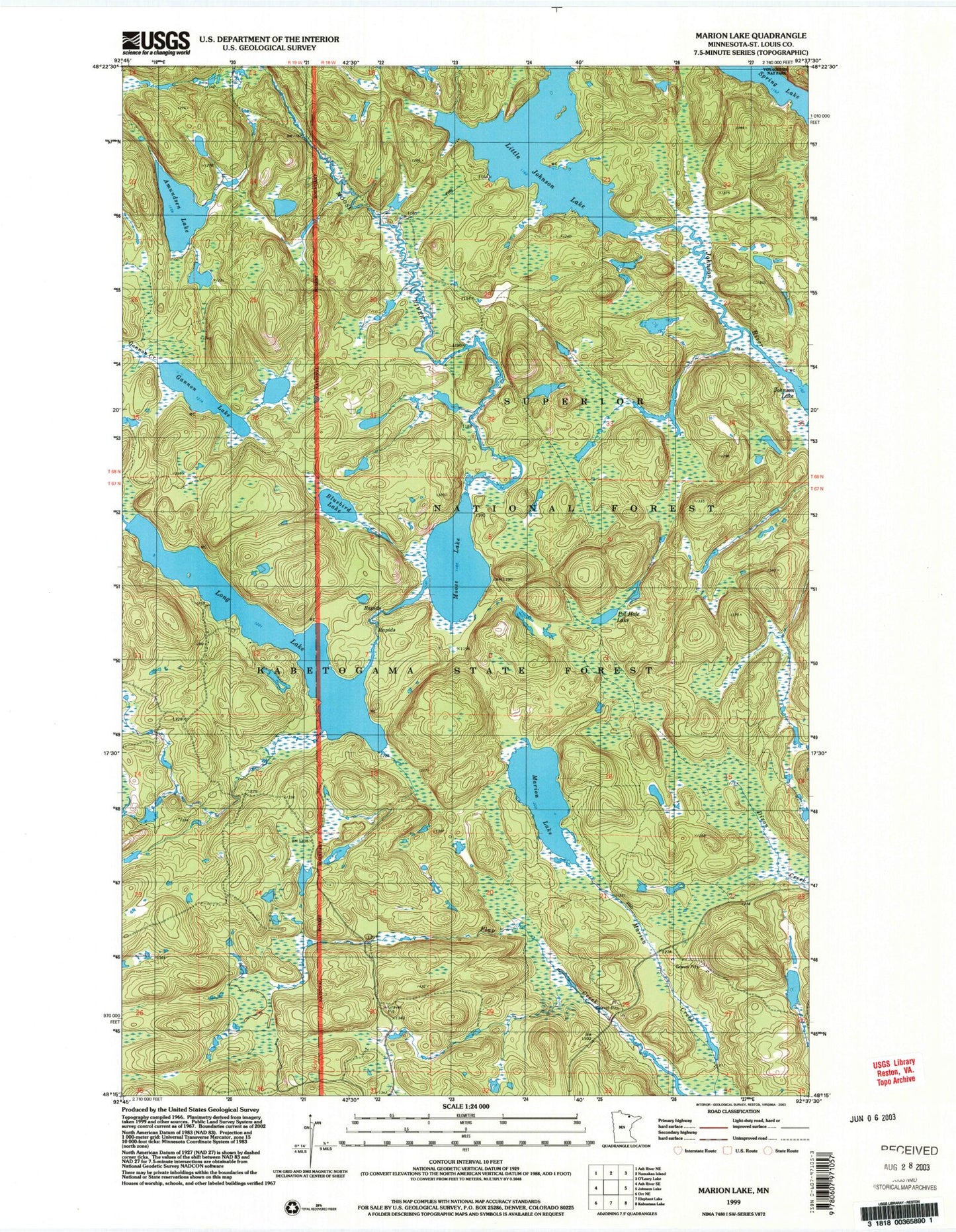 Classic USGS Marion Lake Minnesota 7.5'x7.5' Topo Map Image