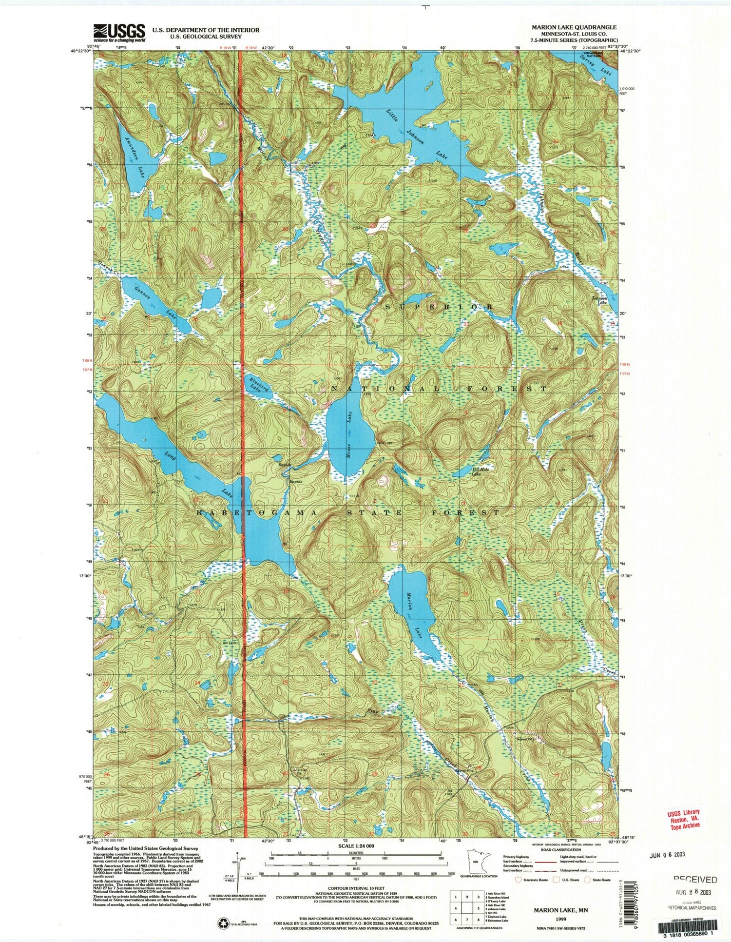 Classic USGS Marion Lake Minnesota 7.5'x7.5' Topo Map Image