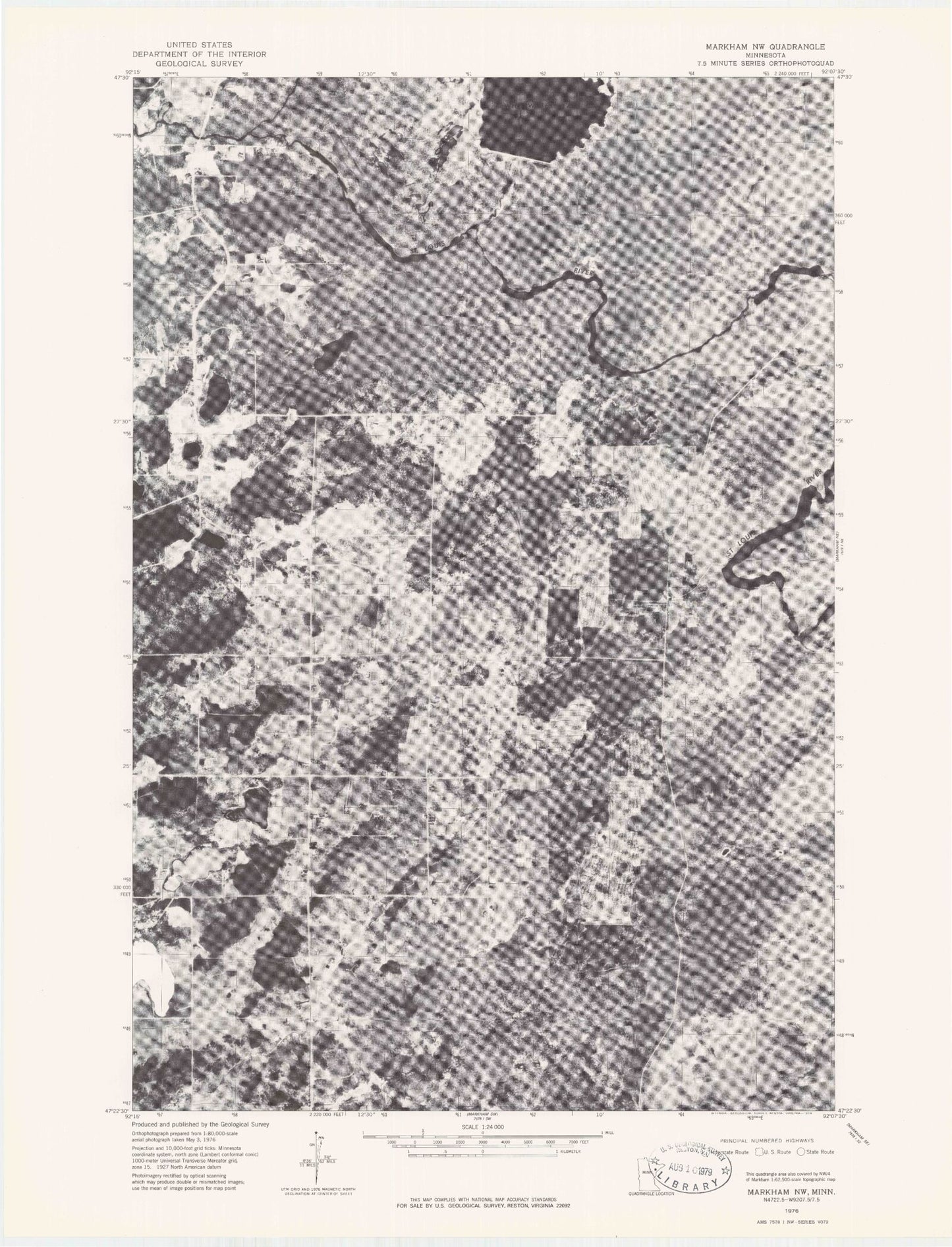 Classic USGS Turpela Lake Minnesota 7.5'x7.5' Topo Map Image